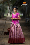 Traditional Lavender Antique Pendant Pattu Pavadai For Girls
