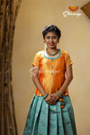 Teal Green Pepper Flower Pattu Pavadai For Special Occation !!!