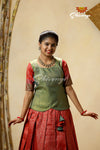Festive Collection - Red Antique Garden Pattu Pavadai