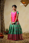Green Manoranjitham Semi Silk Pattu Pavadai For Girls