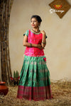 Green Manoranjitham Semi Silk Pattu Pavadai For Girls