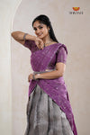 Traditional Grey Pepper Seed Half Saree For Girls