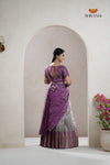 Traditional Grey Pepper Seed Half Saree For Girls