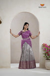 Traditional Grey Pepper Seed Half Saree For Girls