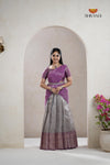 Traditional Grey Pepper Seed Half Saree For Girls
