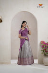 Traditional Grey Pepper Seed Half Saree For Girls