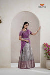 Traditional Grey Pepper Seed Half Saree For Girls