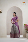 Traditional Grey Pepper Seed Half Saree For Girls