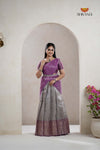Traditional Grey Pepper Seed Half Saree For Girls