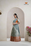 Traditional Ramar Green Pepper Seed Alpha Half Saree For Girls