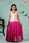 Premium Collection - Pink Silk Floral Butta Pattu Pavadai !!!