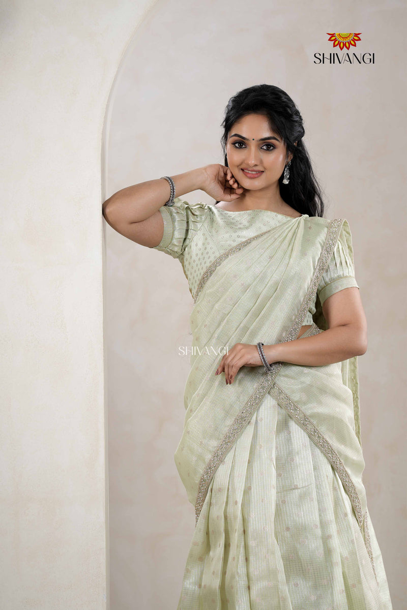 Green Traditional Purple Mango Alpha Half Saree | Lehenga For Girls