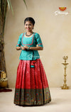 Trendy Peach Bandhini Waves KIds Pattu Pavadai For Special Occation !!!