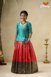 Trendy Peach Bandhini Waves KIds Pattu Pavadai For Special Occation !!!