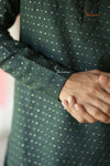 Elegant Dark Green Sequence Kurta For Boys