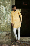 Elegant Light Yellow Sequence Kurta For Boys