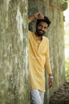 Elegant Light Yellow Sequence Kurta For Boys