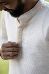 Elegant Half White Sequence Kurta For Boys