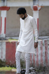 Elegant Half White Sequence Kurta For Boys