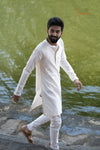Elegant Half WhiteSequence Kurta For Boys