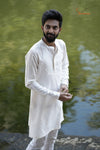 Elegant Half White Sequence Kurta For Boys