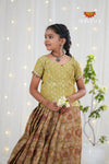 Festive Collection - Peach Floral Silk Kalamkari Pavadai