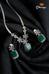 Zircon necklace Square design with cz stones