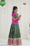 Festive Collection - Dark Green Satin Butta Pattu Pavadai