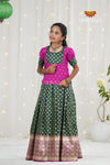 Festive Collection - Dark Green Satin Butta Pattu Pavadai