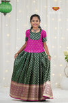 Festive Collection - Dark Green Satin Butta Pattu Pavadai