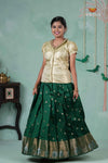 Premium Collection - Dark Green Silk Floral Butta Pattu Pavadai