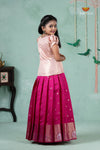 Premium Collection - Pink Silk Floral Butta Pattu Pavadai !!!