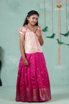 Premium Collection - Pink Silk Floral Butta Pattu Pavadai !!!