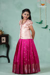 Premium Collection - Pink Silk Floral Butta Pattu Pavadai !!!