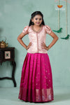 Premium Collection - Pink Silk Floral Butta Pattu Pavadai !!!