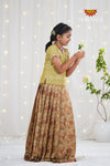 Festive Collection - Peach Floral Silk Kalamkari Pavadai