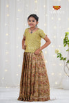 Festive Collection - Peach Floral Silk Kalamkari Pavadai
