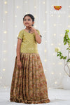 Festive Collection - Peach Floral Silk Kalamkari Pavadai