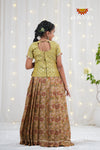 Festive Collection - Peach Floral Silk Kalamkari Pavadai