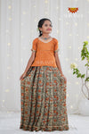 Festive Collection - Gold Floral Silk Kalamkari Pavadai !!!
