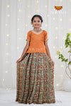 Festive Collection - Gold Floral Silk Kalamkari Pavadai !!!