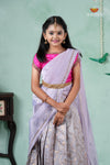 Premium Collection - Grey Silk Mughal Half Saree | Lehenga For Girls !!!