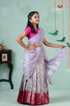 Premium Collection - Grey Silk Mughal Half Saree | Lehenga For Girls !!!