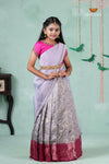 Premium Collection - Grey Silk Mughal Half Saree | Lehenga For Girls !!!