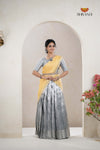 Premium Collection Dark Grey Silk Premium Half Saree | Lehenga For Girls