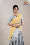 Premium Collection Dark Grey Silk Premium Half Saree | Lehenga For Girls
