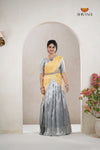 Premium Collection Dark Grey Silk Premium Half Saree | Lehenga For Girls