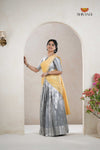 Premium Collection Dark Grey Silk Premium Half Saree | Lehenga For Girls