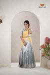 Premium Collection Dark Grey Silk Premium Half Saree | Lehenga For Girls