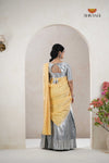 Premium Collection Dark Grey Silk Premium Half Saree | Lehenga For Girls